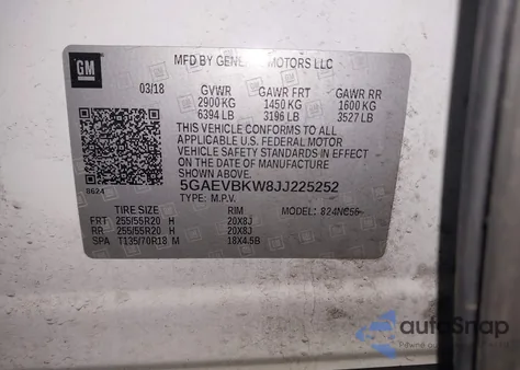 2018 Buick Enclave Premium из США, поврежденный, VIN 5GAEVBKW8JJ225252